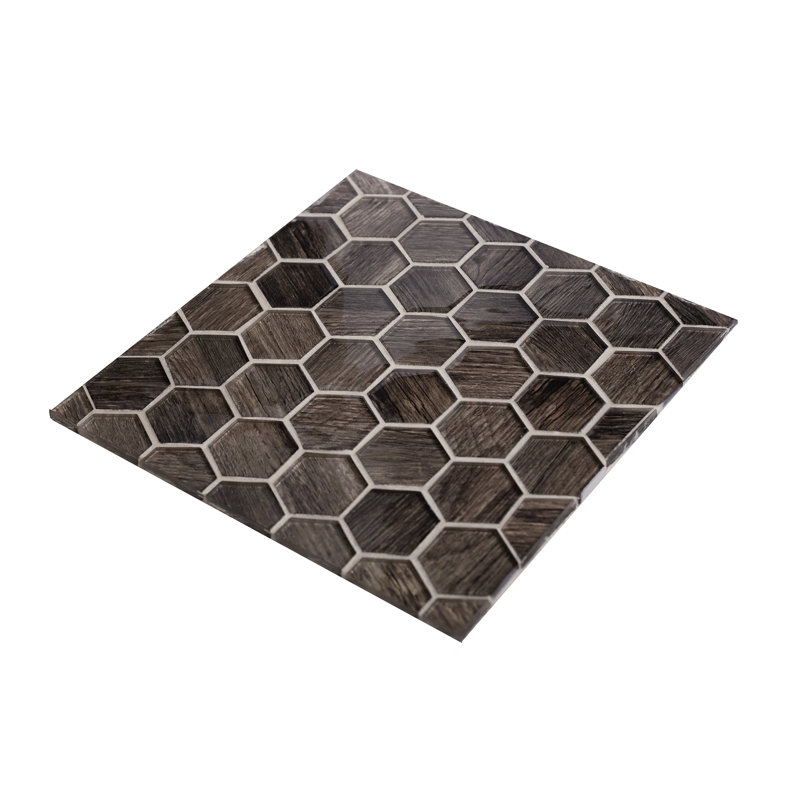 1.9" x 1.9" Glass Hexagon Mosaic Tile, Dark Brown