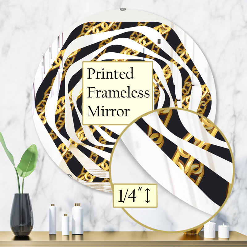 Miroir mural Wave Cottage Americana, 31,5 po x 31,5 po, Chaîne zigzag glam 