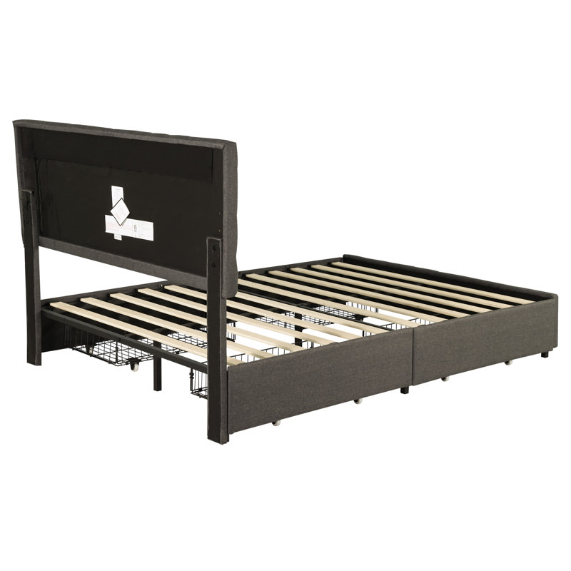 Cutino Upholstered Storage Bed, Grey