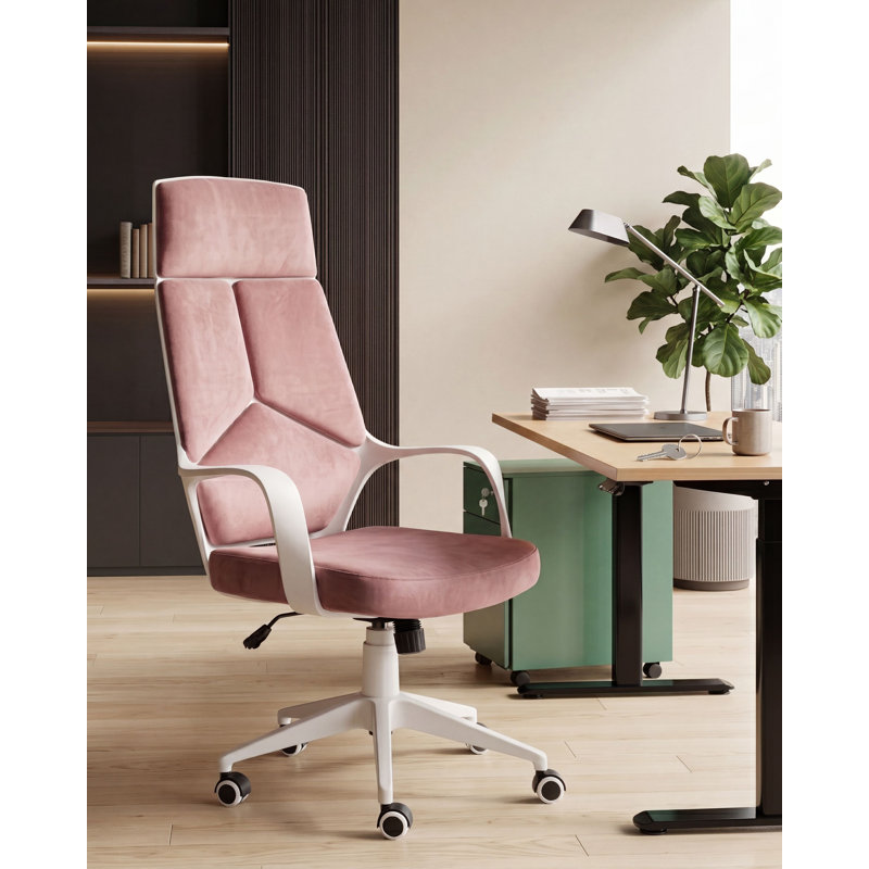 Symple Stuff Velvet Office Chair, Pink