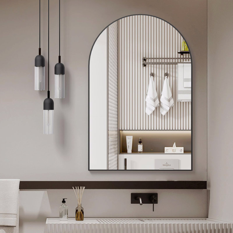 Miroir de salle de bain mural 30 po x 36 po à cadre en métal noir., Noir, 36 po x 30 po