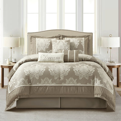 Therese 7 Piece Traditional Damask Comforter Set