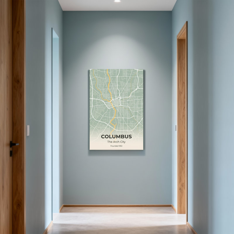 «Scenic & Cityscapes», impression de carte de la ville de Columbus, H 48 po x l 32 po