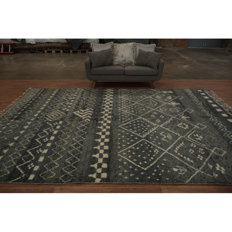 Tapis marocain à motif complexe 9 pi x 13 pi Tribal Inspiration