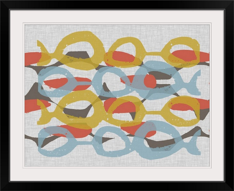 « i » jennifer de la peinture, reproduction d’art Mid Century Pattern, H 20 po x l 24 po x P 1 po, Cadre noir