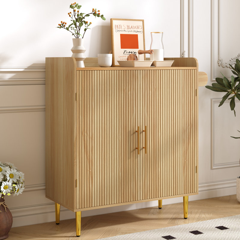 Armoire à café 37,7 po avec porte-bouteilles et tiroir de rangement, Naturel