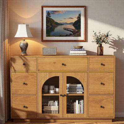 Sideboard Cabinet With 2 Doors, 7 Drawers And Adjustable Shelf by Winston Porter