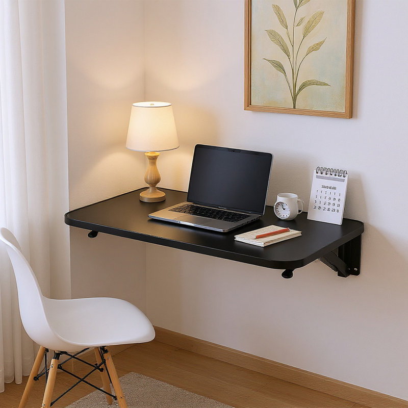 Adjustable Metal Base Floating Desk, Black, 3cm H x 65cm W x 24cm D