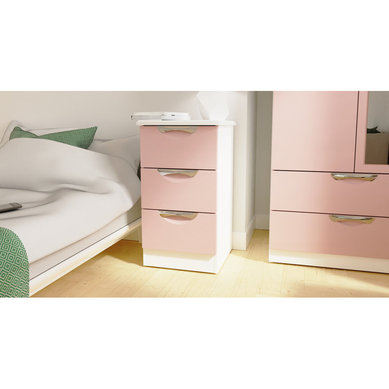 Fully Assembled Leodis 4 - Drawer Chest of Drawers, Kobe Pink/White