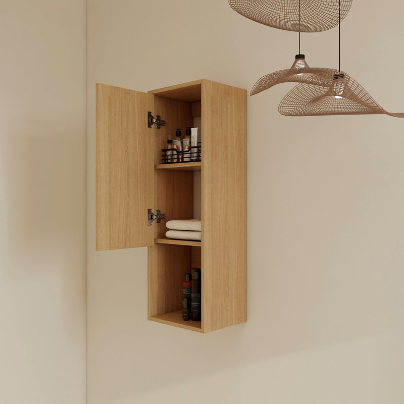 12" Wall-Mounted Single Bathroom Storage With Solf Close Door And 1 Shelf