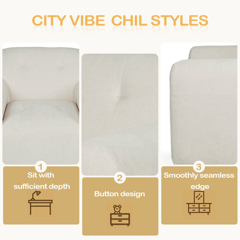 Fauteuil club, Tissu crème