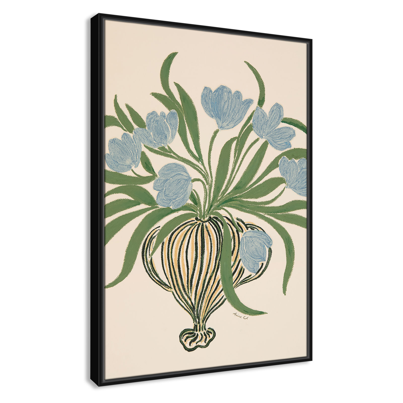 Colette "La Poire Blue Tulips" Print, 37.5" H x 25.5" W, Black