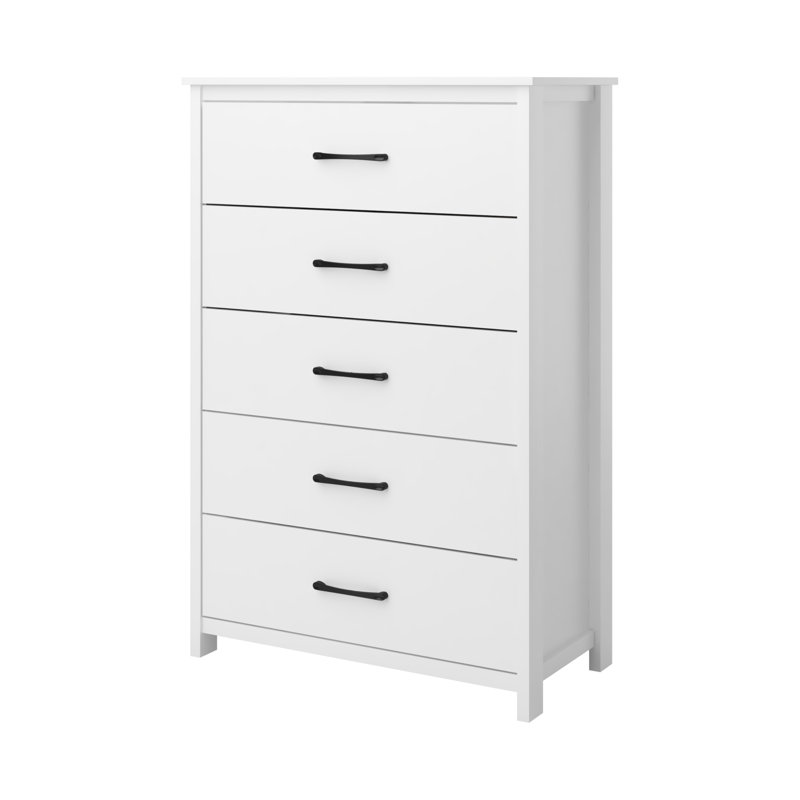 Commode 5 tiroirs Allysyn, Blanc
