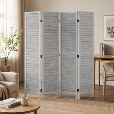 Wood Room Divider, 4 Panel Folding Privacy Screen, 66.9 Inches Tall, Portable and Elegant for Home and Office Use