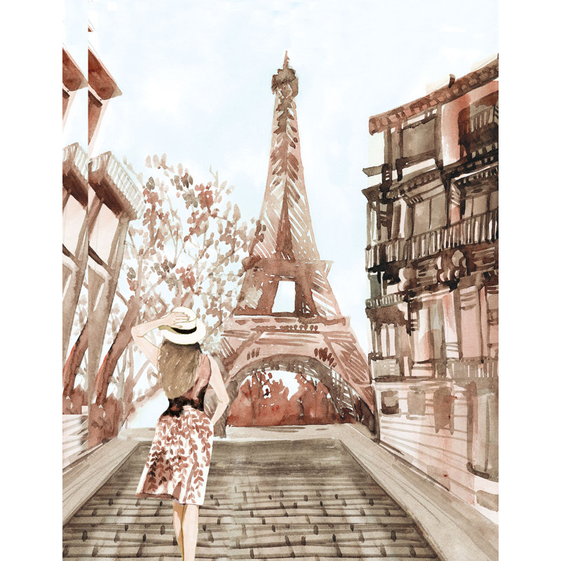 Blush Paris Girl - Painting Print, 122cm H x 81cm W, Wrapped Canvas