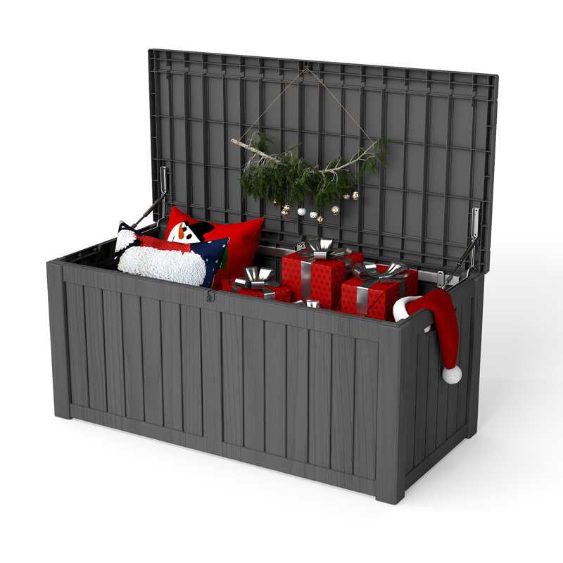 Boîte de rangement verrouillable en résine résistante à l'eau 150 gallons Yardgrace, Noir