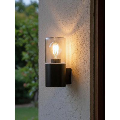 Black 21cm H Outdoor Armed Sconce