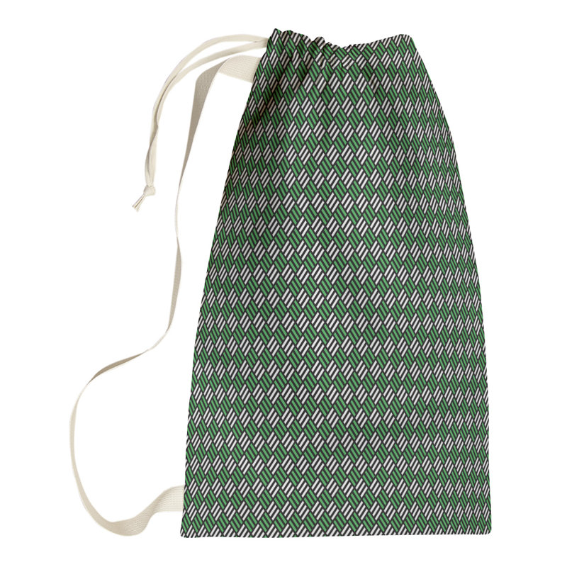 Leffel Fabric Laundry Bag with Handles, Large (76.5" H x 29.5" W x 1.5" D), Black/Green