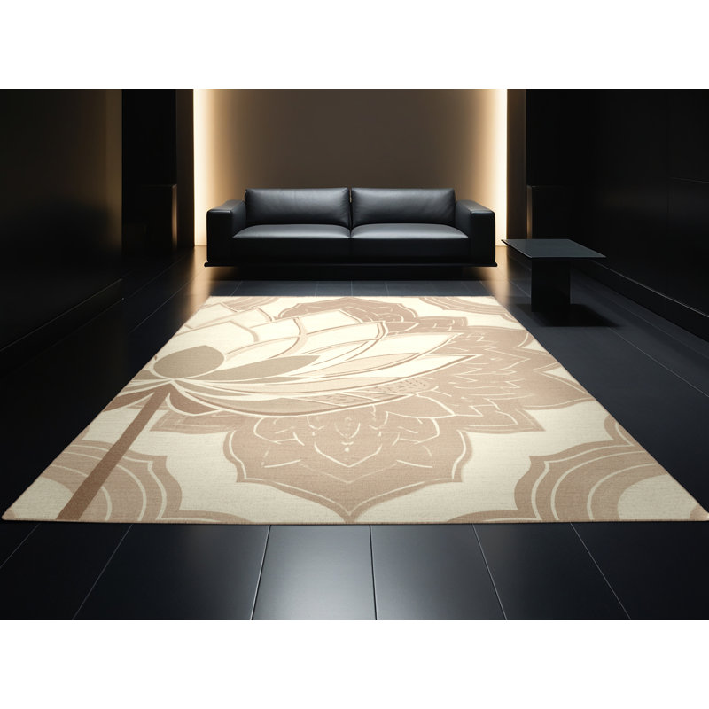 Tapis beige lavable à la machine à motif blocs Abaokoro, 4 x 2