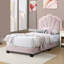 Lit plateforme capitonné en laine rose avec tête de lit festonnée à DEL, taille simple-1590488243-1590488266