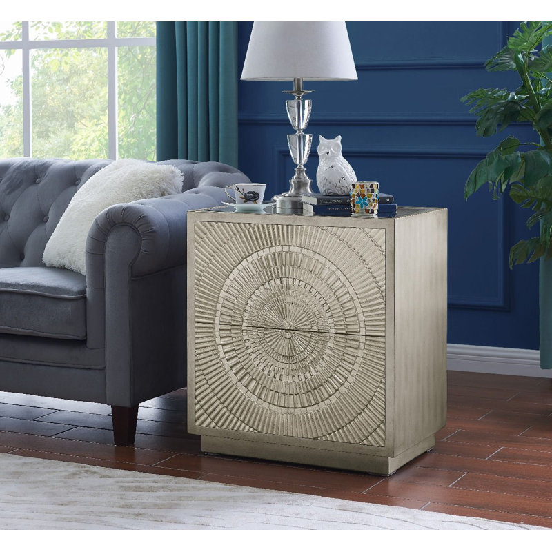 Heywood Glass Top Sled End Table