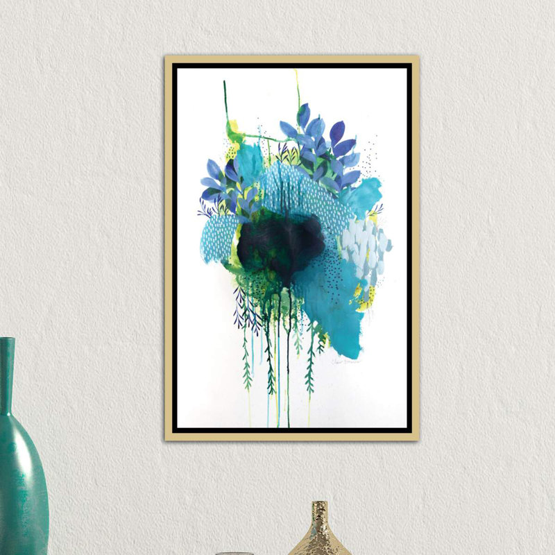 « floral study iii » par clair bremner-print, H 40 po x l 26 po x P 1,5 po, Toile encadrée d'or