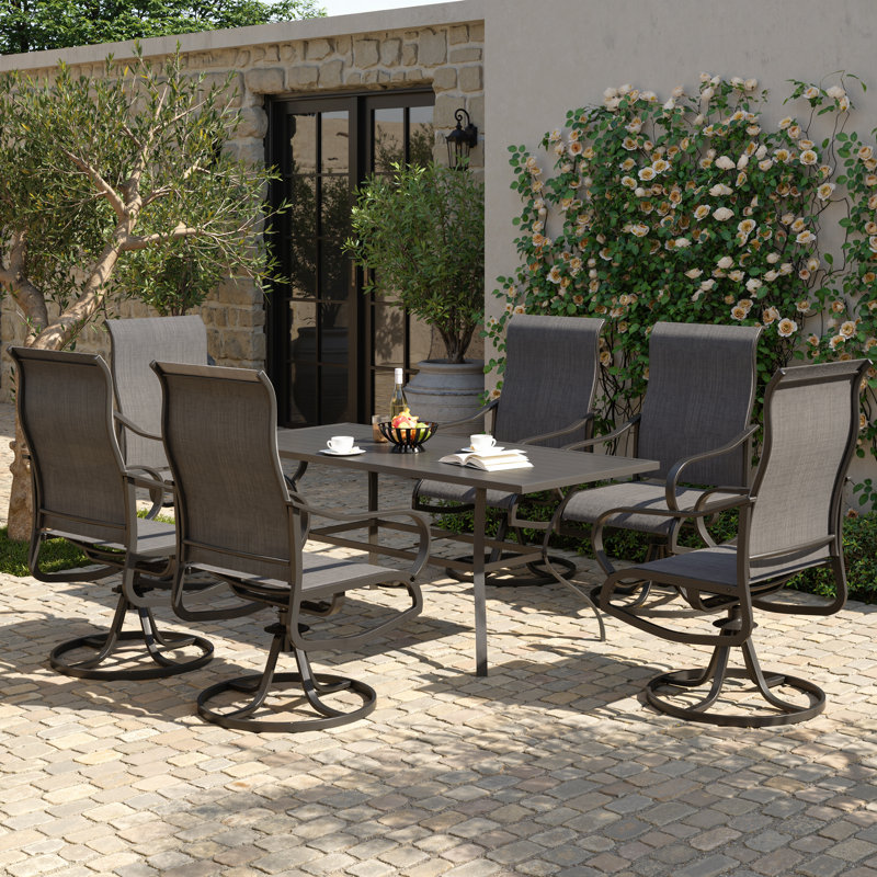 Fauteuil de patio pivotant Joclynn, Gris foncé