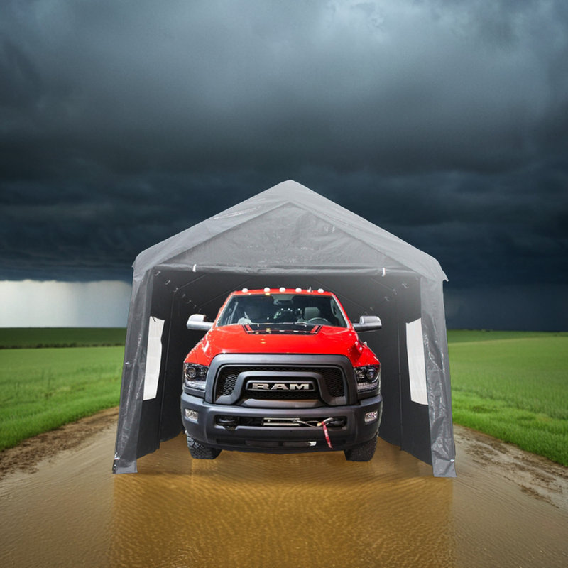 12X20ft Carport Canopy Garage: Structure, Waterproof Cover, Ventilation Windows, For Multiple Uses And Storage Heavy Duty Outdoor 12X20 Feet: Spacious Vehicles, Waterproof, Protected, With Easy