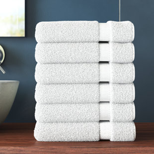 6x White Hand Towels 600 GSM Egyptian Cotton Soft Fluffy Bathroom