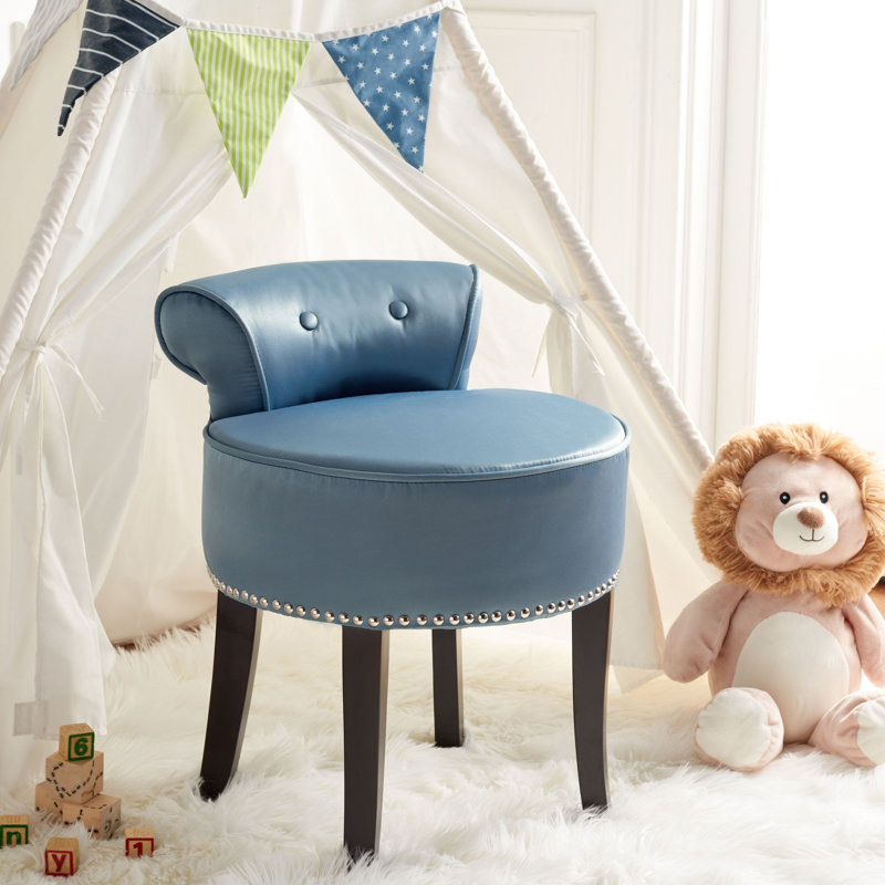 Tabouret de coiffeuse en bois massif, Teal