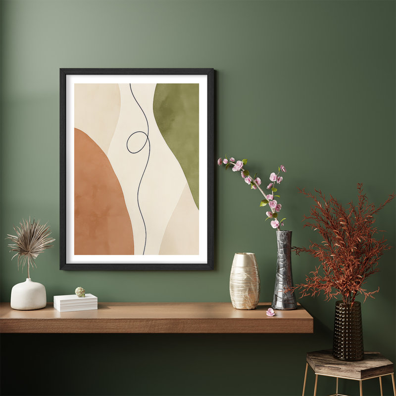 Reproduction d'art encadrée abstraite pour décoration intérieure moderne - 8 po x 10 po, H 10 po x l 8 po, Blanc