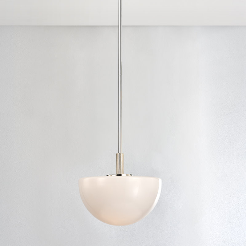 LETHBRIDGE 1 LIGHT PENDANT, Polished Nickel, 17.5" H x 15" W x 15" D