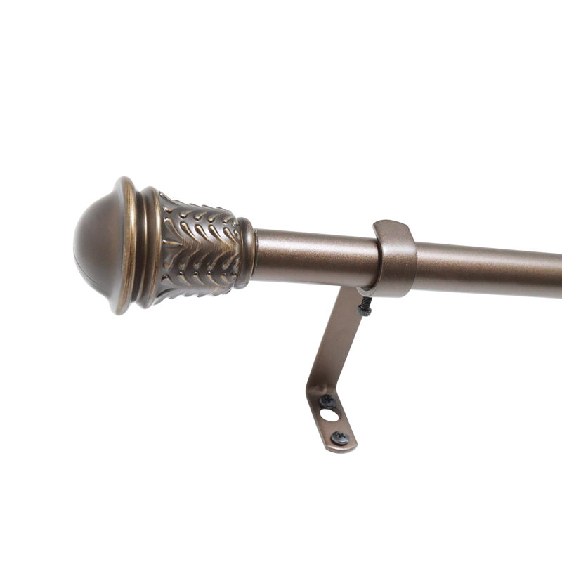 Tringle à rideaux simple réglable en métal Chenese, H 2,5 po x l 36 po x P 3,5 po, Bronze vintage