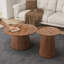 Ensemble de 2 tables basses rondes, grandes et petites tables centrales et d'appoint en bois, finition noyer moderne pour le salon et le bureau