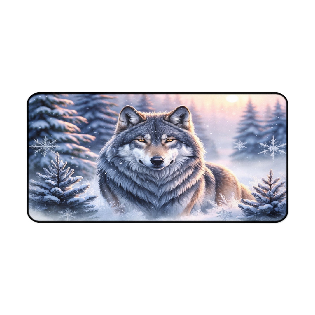 Winter Wolf Snowy Forest Desk Mat