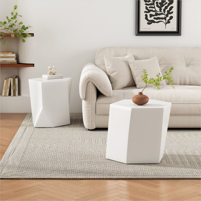Ensemble de table basse contemporaine de style hexagonal MGO avec pieds réglables pour une disposition flexible de la pièce