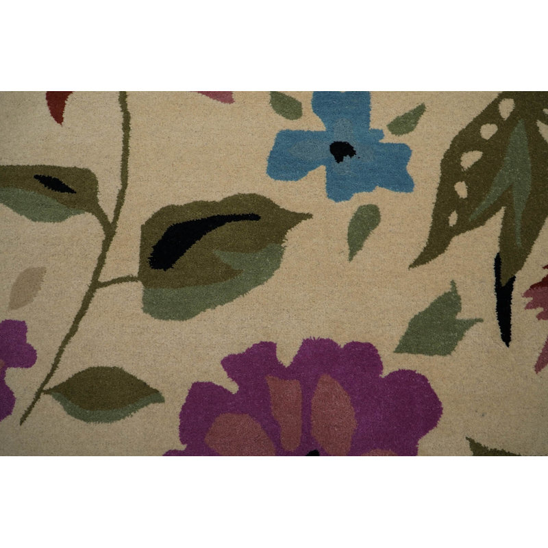 Multi Size Beige Hand Tufted Arts & Crafts/Mission Oriental Area Rug, Rectangle 3'6" x 5'6", Beige