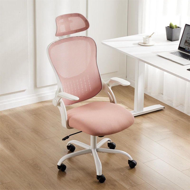 Chaise de bureau en filet avec appui-tête Riegelsville, Rose