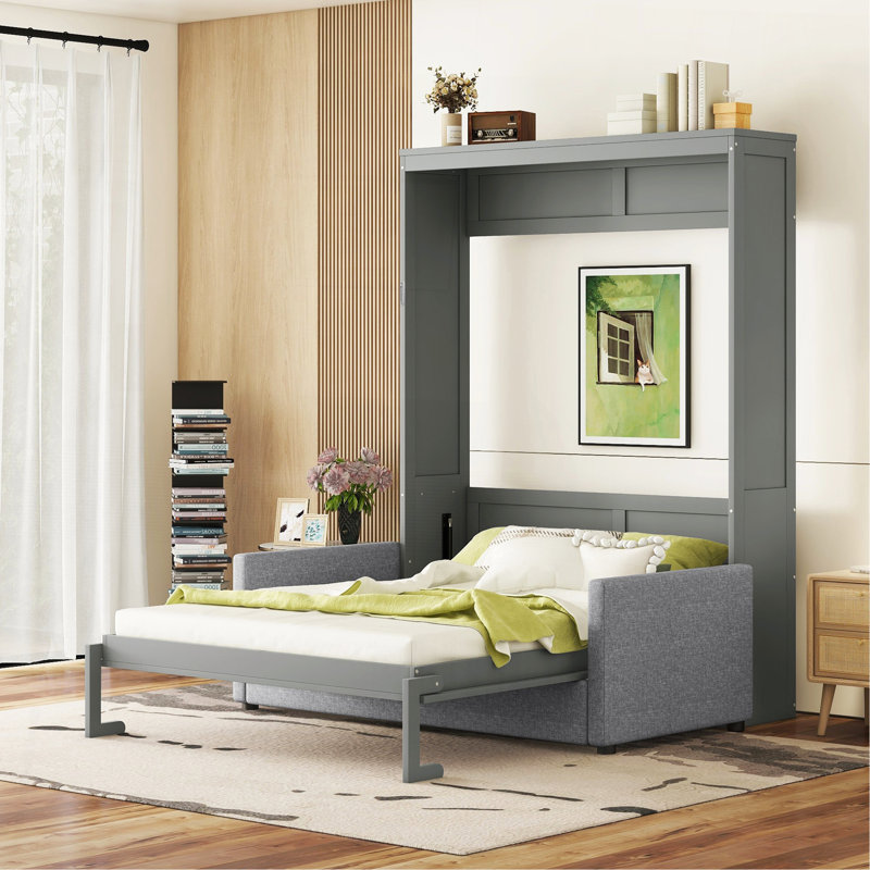 Grand lit escamotable mural avec coussin, grand