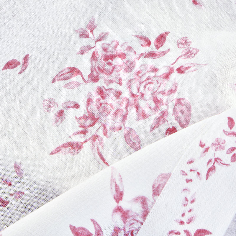 Jolie Fleur Print-100% Pure Linen Table Throw