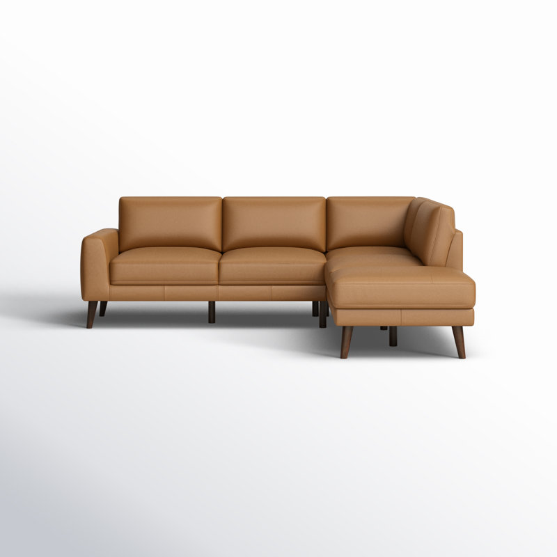 Canapé modulaire en cuir Bernis, brun, Face à la droite
