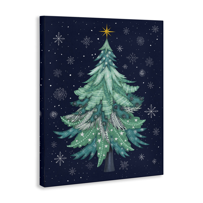 Art abstrait sur toile, motif abstrait arbre de Noël par Darlene Seale, H 20 po x l 16 po