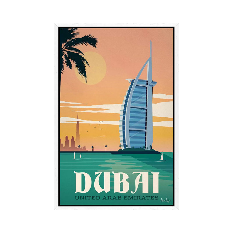 Dubai - Painting on Canvas, 101.6 cm H x 66.04 cm W, White Framed