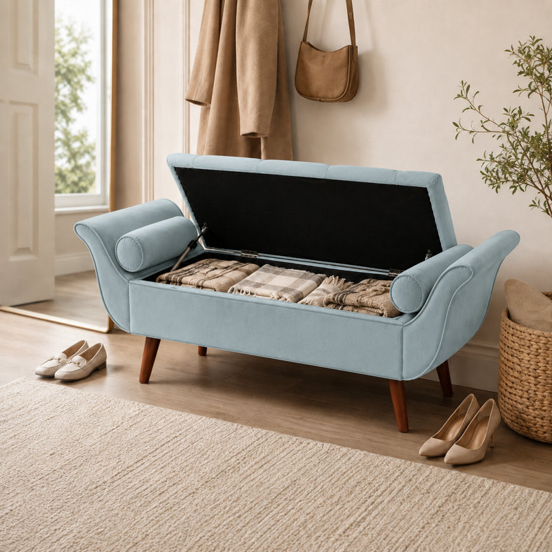Banc de rangement Villance, Bleu