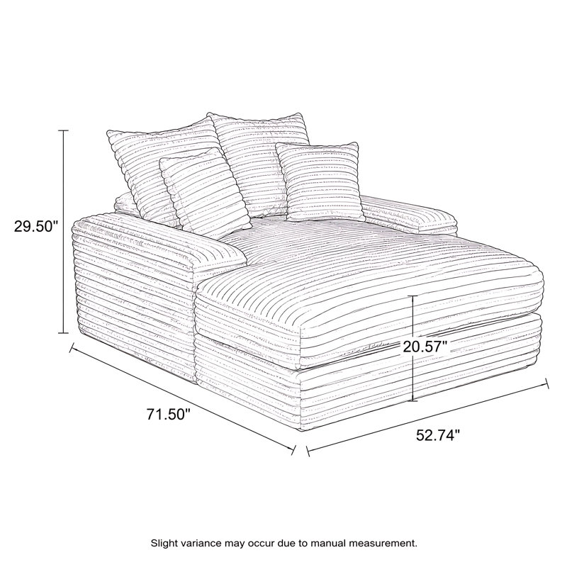 Chaise longue convertible en velours côtelé avec coussins, Noir