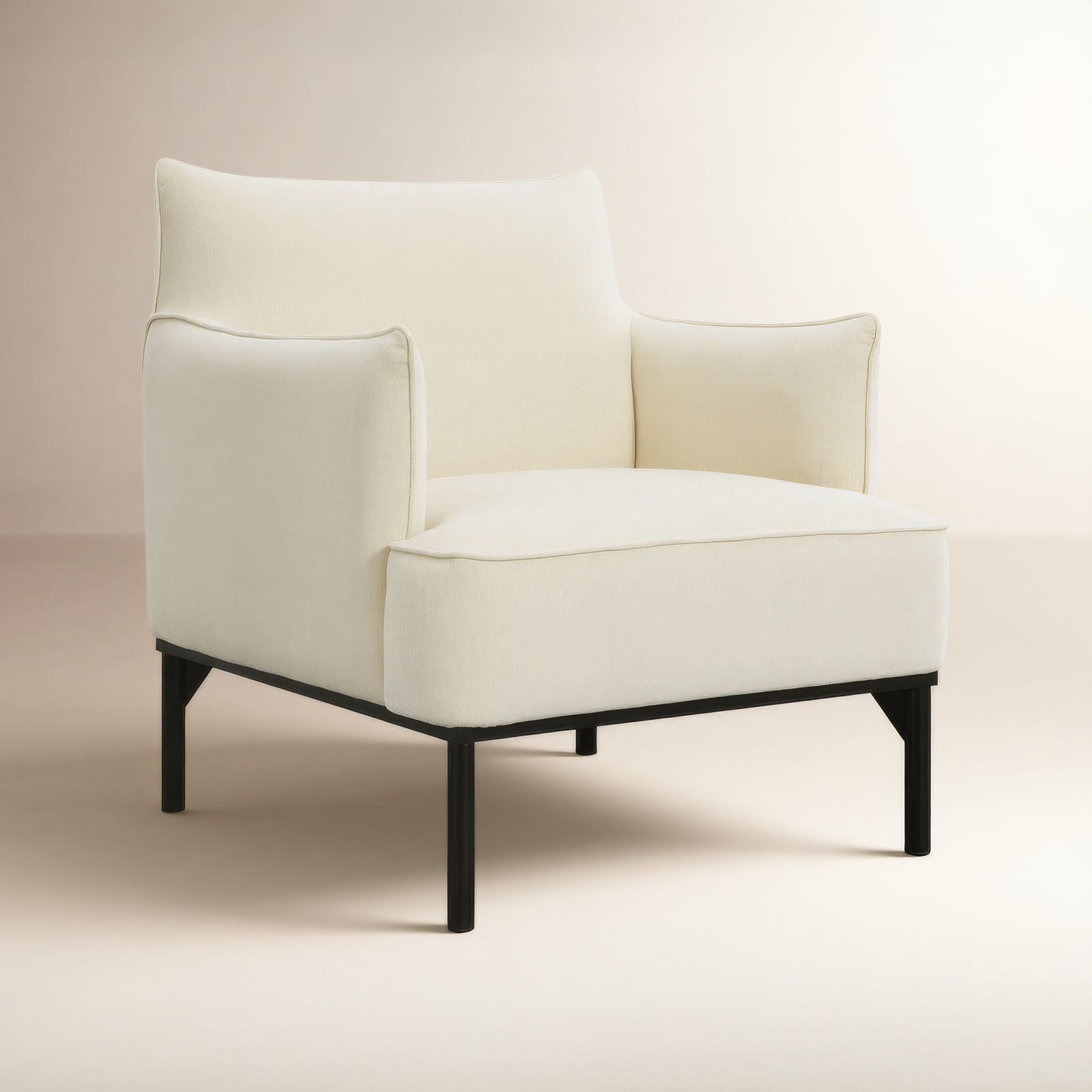 Upholstered Armchair, Ivory 100% Polyester