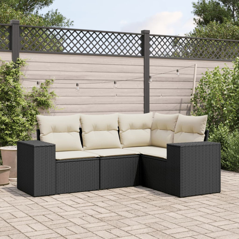 Ensemble de canapé de jardin Vidaxl noir, blanc crème
