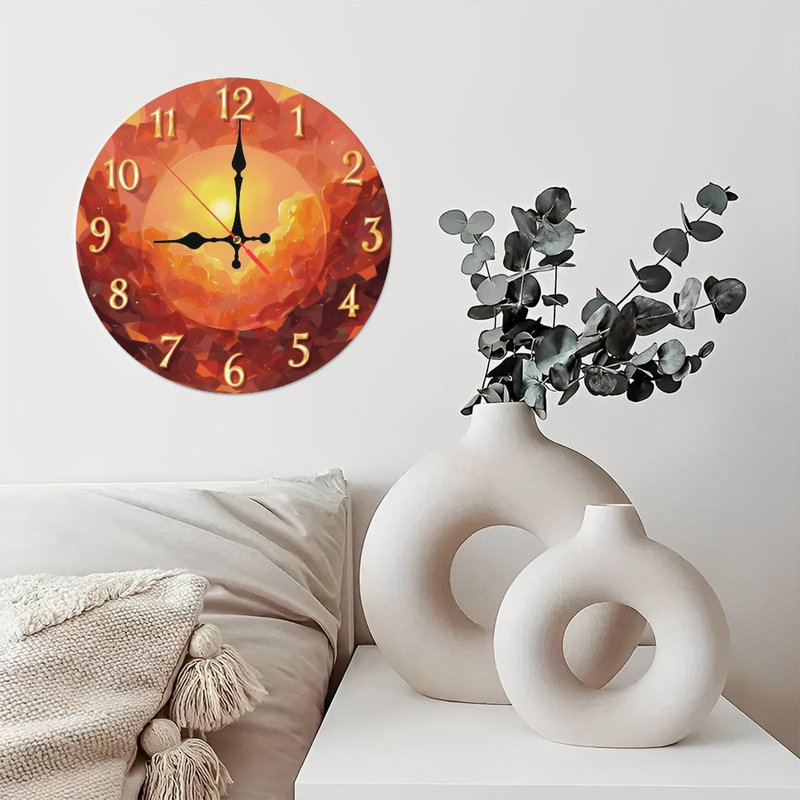 Horloge avec chiffres au coucher du soleil
