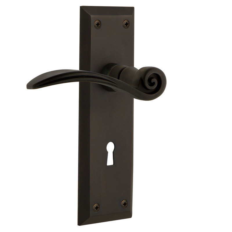 New York Plate Double Dummy with Decorative Keyhole and Swan Lever, Oil-Rubbed Bronze