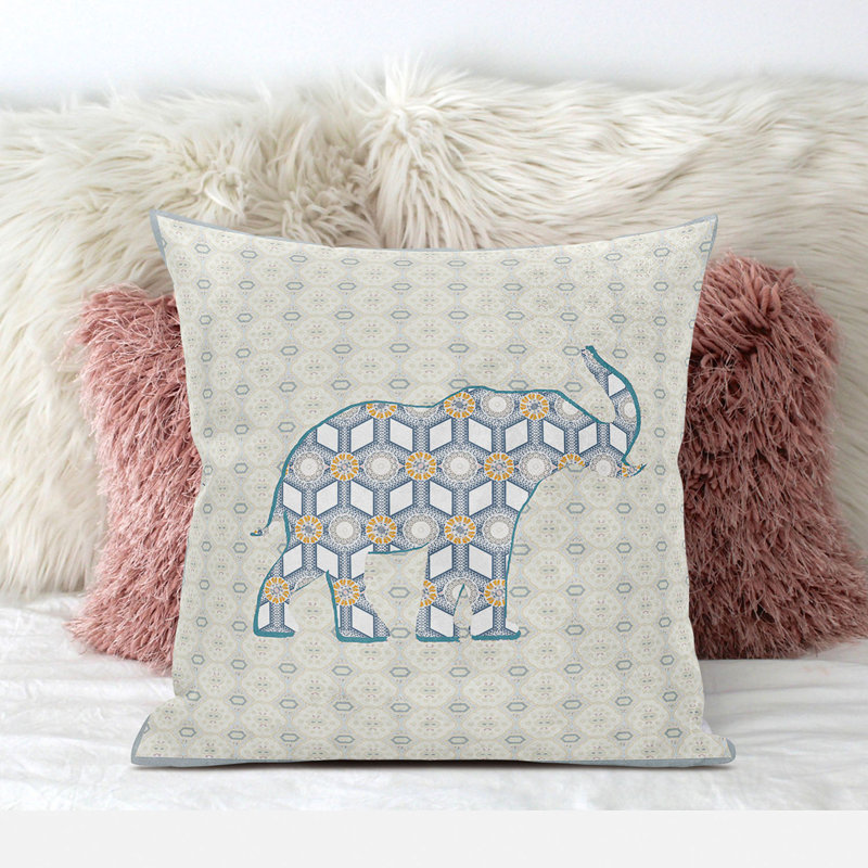  Housse et insert de coussin carré en polyester intérieur / extérieur, Crème / jaune, 20 po x 20 po